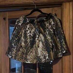 Animal print mini skirt.